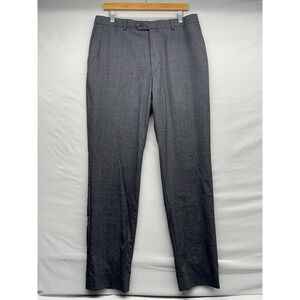 Men's 100 % Wool Dress Slacks Hart Schaffner Marx Pants 34R Gray Trousers